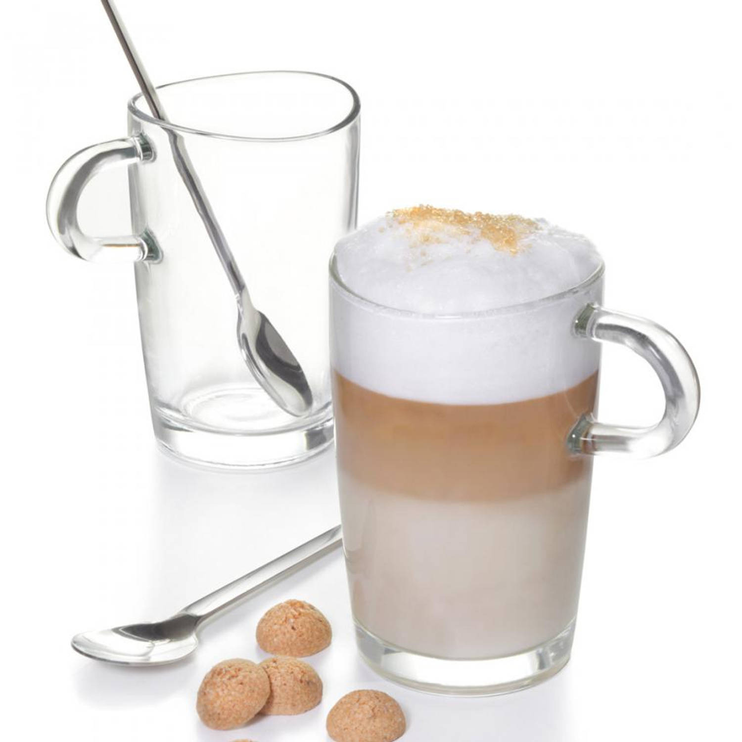 heel veel catalogus Zending Leonardo Loop latte macchiato glazen met koffielepels - 36,5 cl - 4-delig |  Blokker