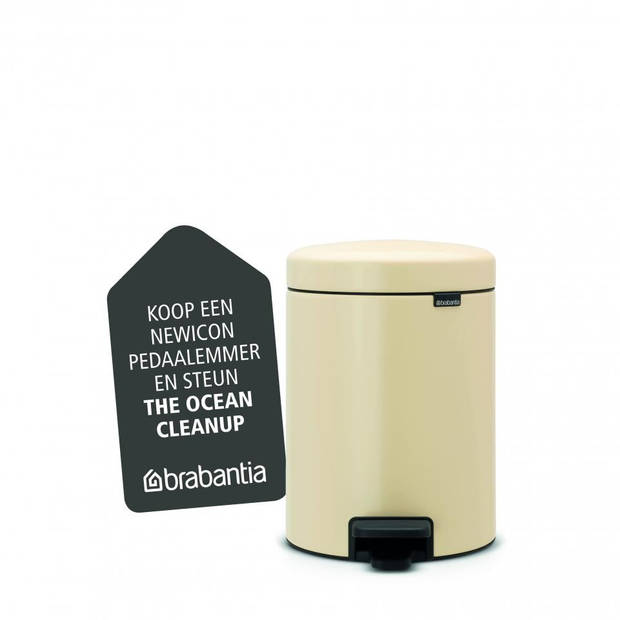 Brabantia newIcon pedaalemmer 5 liter met kunststof binnenemmer - Almond