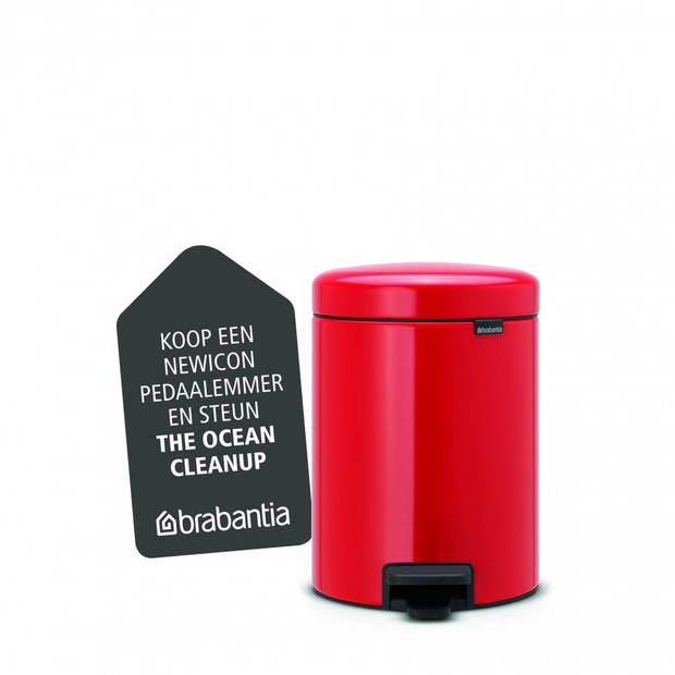 Brabantia newIcon pedaalemmer 5 liter met kunststof binnenemmer - Passion Red