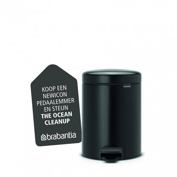 Brabantia newIcon pedaalemmer 5 liter met kunststof binnenemmer - Matt Black