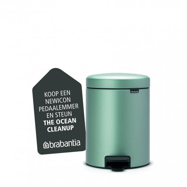 Brabantia newIcon pedaalemmer 5 liter met kunststof binnenemmer - Metallic Mint