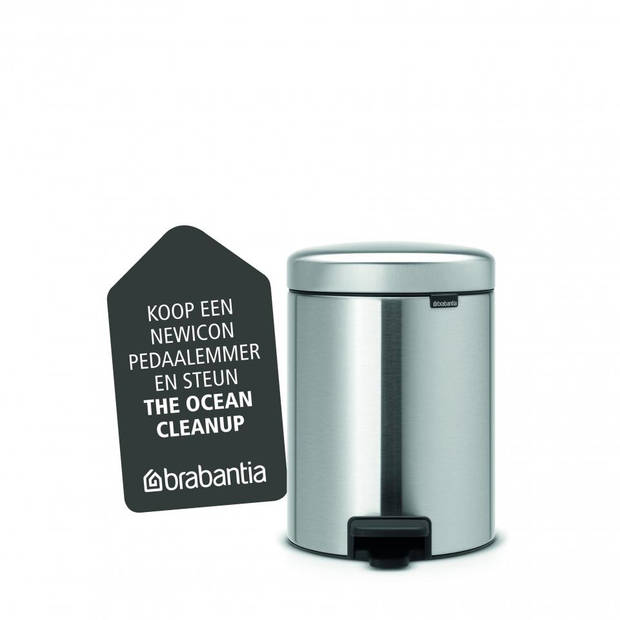 Brabantia newIcon pedaalemmer 5 liter met kunststof binnenemmer - Matt Steel Fingerprint Proof