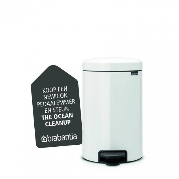 Brabantia newIcon pedaalemmer 12 liter met kunststof binnenemmer - White