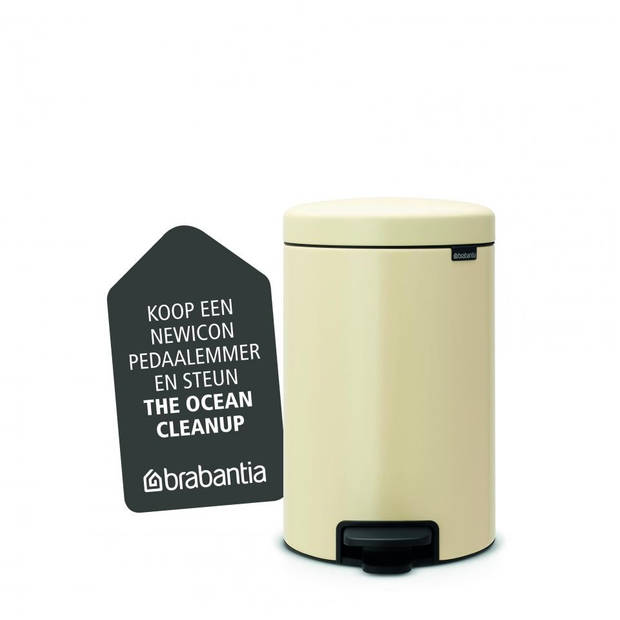 Brabantia newIcon pedaalemmer 12 liter met kunststof binnenemmer - Almond