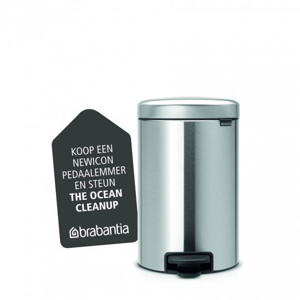 Brabantia newIcon pedaalemmer 12 liter met kunststof binnenemmer - Matt Steel Fingerprint Proof