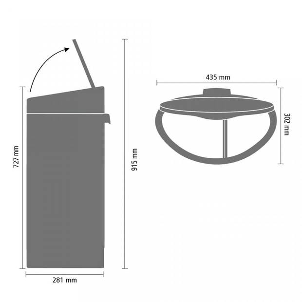 Brabantia Touch Bin afvalemmer 10 + 23 liter met 2 kunststof binnenemmers - Matt Steel