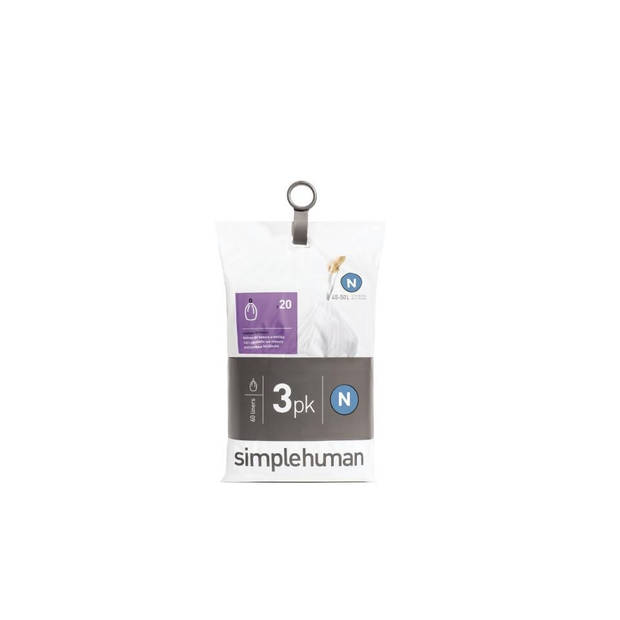 Simplehuman Pocket Liners vuilniszakken Code N - 45 liter - 3 x 20 stuks