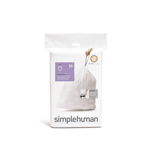 Simplehuman Pocket Liners vuilniszakken Code Q - 50 liter - 3 x 20 stuks