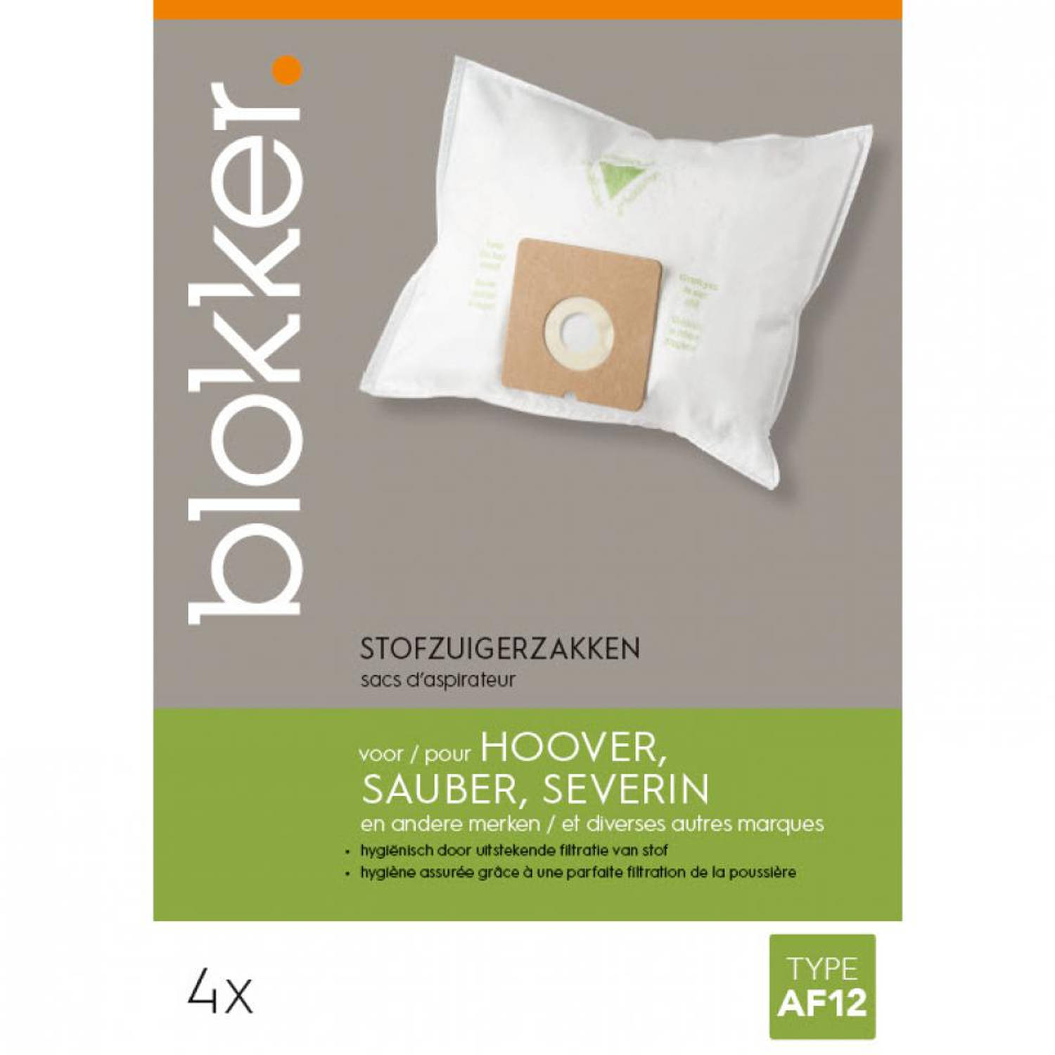 wetgeving schotel sleuf Blokker stofzuigerzak Hoover, Sauber, Severin af12 - 4 stuks | Blokker