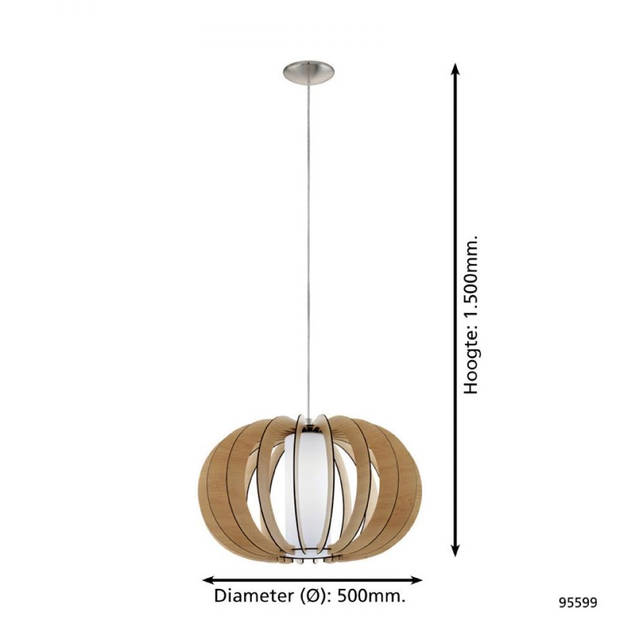 EGLO hanglamp Ø50 cm Stellato 1 - ahorn/wit/nikkel-mat