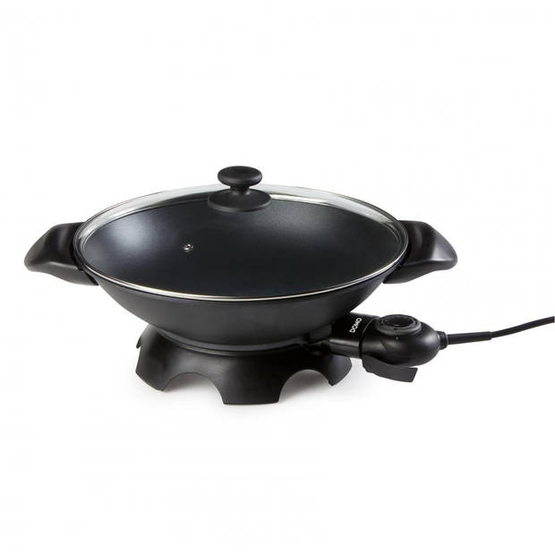DOMO DO8708W Elektrische wok, 35,5 cm, 5L inhoud, gegoten aluminium
