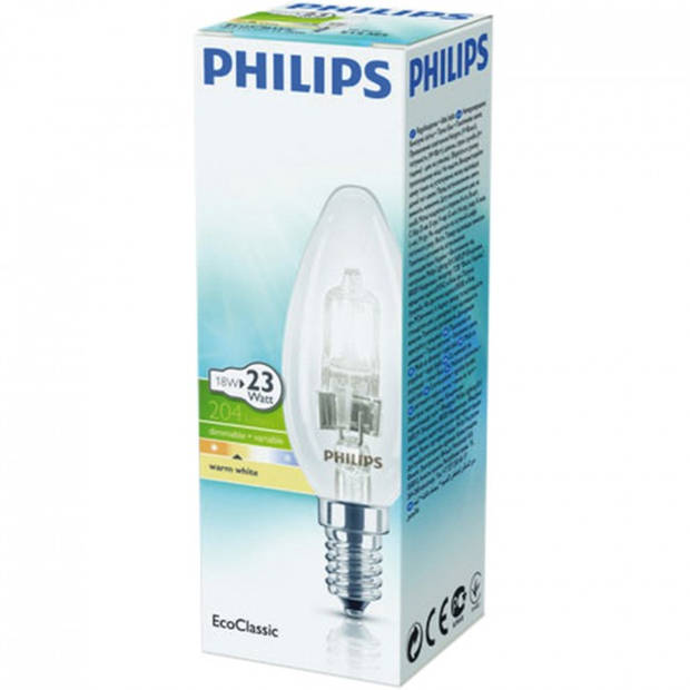 Philips EcoClassic kaarslamp helder B35 -18W - E14