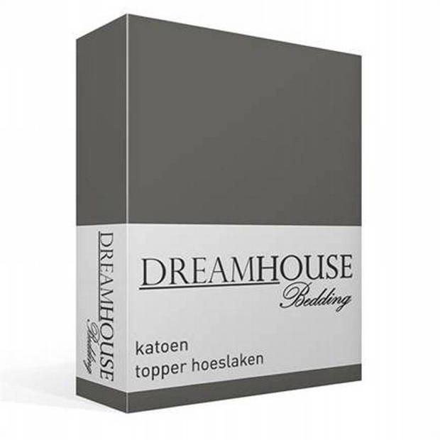Dreamhouse Bedding katoen topper hoeslaken - 100% katoen - Lits-jumeaux (180x200 cm) - Grijs
