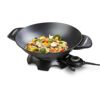 DOMO DO8708W Elektrische wok, 35,5 cm, 5L inhoud, gegoten aluminium