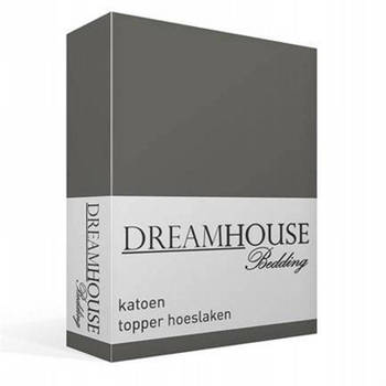 Dreamhouse Bedding katoen topper hoeslaken - 100% katoen - Lits-jumeaux (180x200 cm) - Grijs