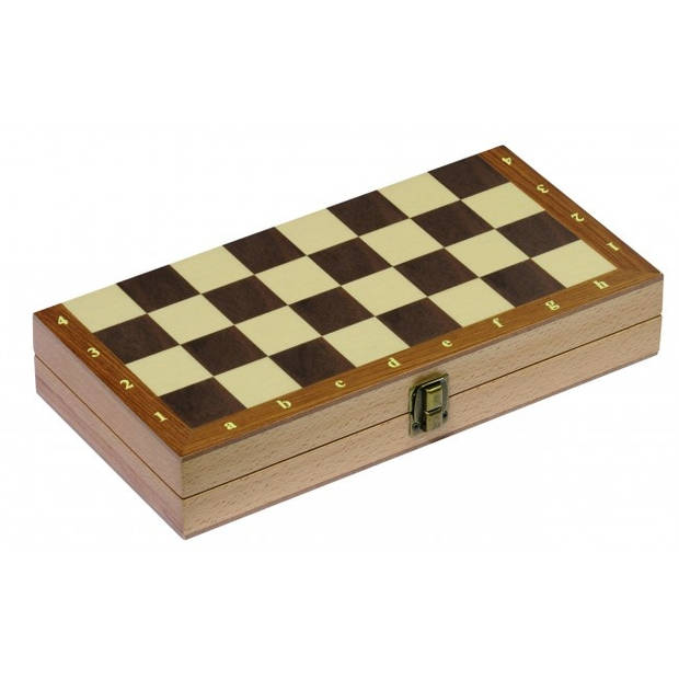 Goki schaakspel opvouwbaar 30 x 30 cm hout bruin/naturel