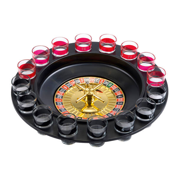 Lifetime Games drankspel roulette - 20-delig - met shotglaasjes