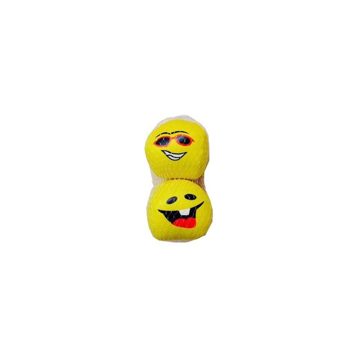 Smiley ballen - 10 cm - 2 stuks - geel