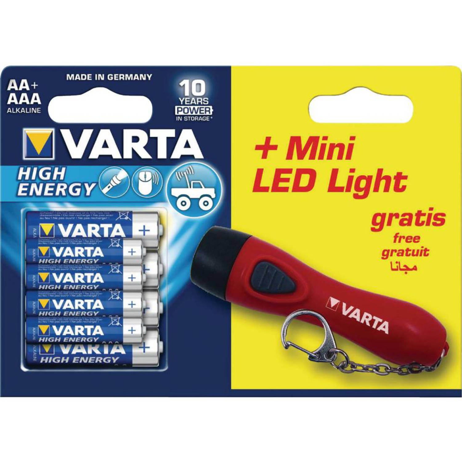 Varta 4x AA en 4x AAA batterijen + minizaklamp