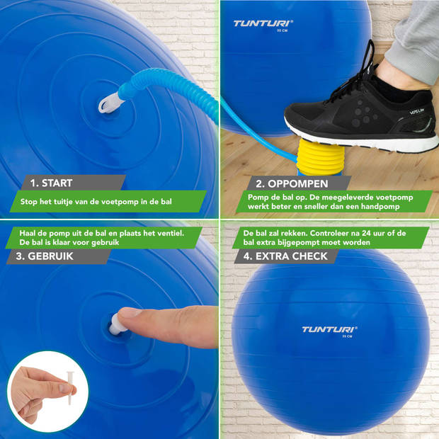 Tunturi fitnessbal 55 cm - blauw