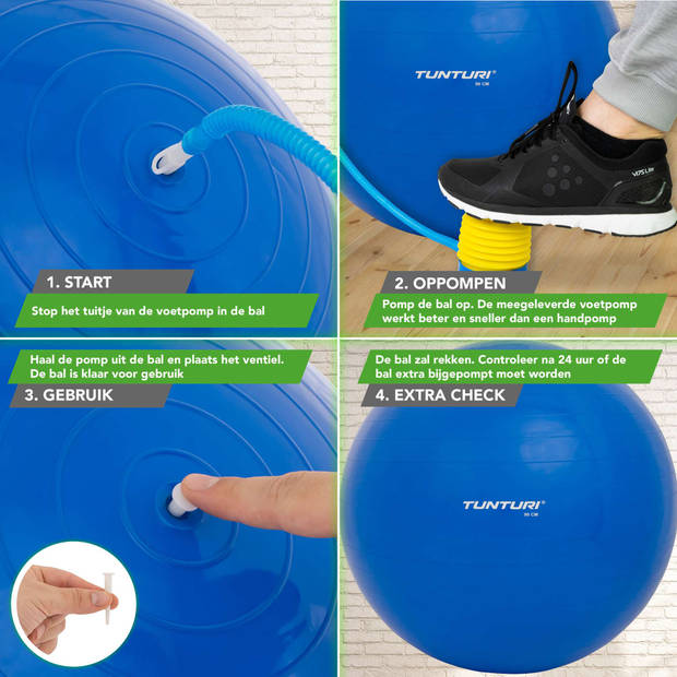 Tunturi fitnessbal 90 cm - blauw