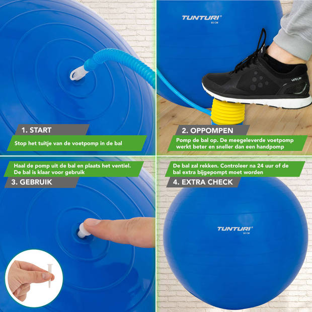 Tunturi fitnessbal 65 cm - blauw