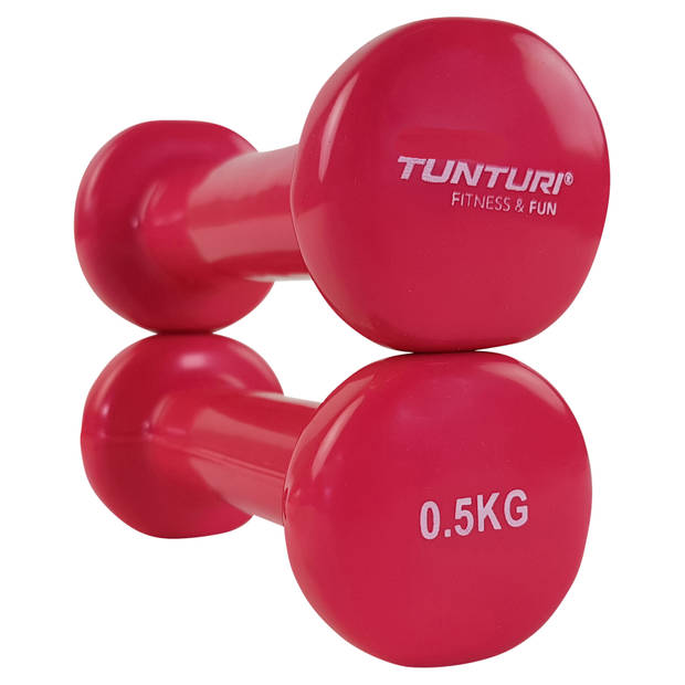 Tunturi vinyl dumbbells set 0.5 kg - roze