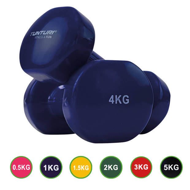 Tunturi vinyl dumbbells set 4.0 kg - blauw