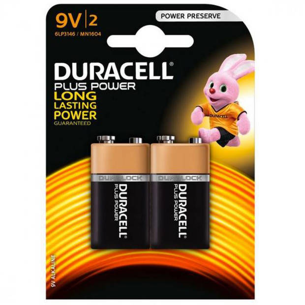 Duracell Plus Power 9V alkaline batterijen - 2 stuks