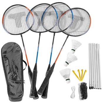 Badminton set met net 4 spelers