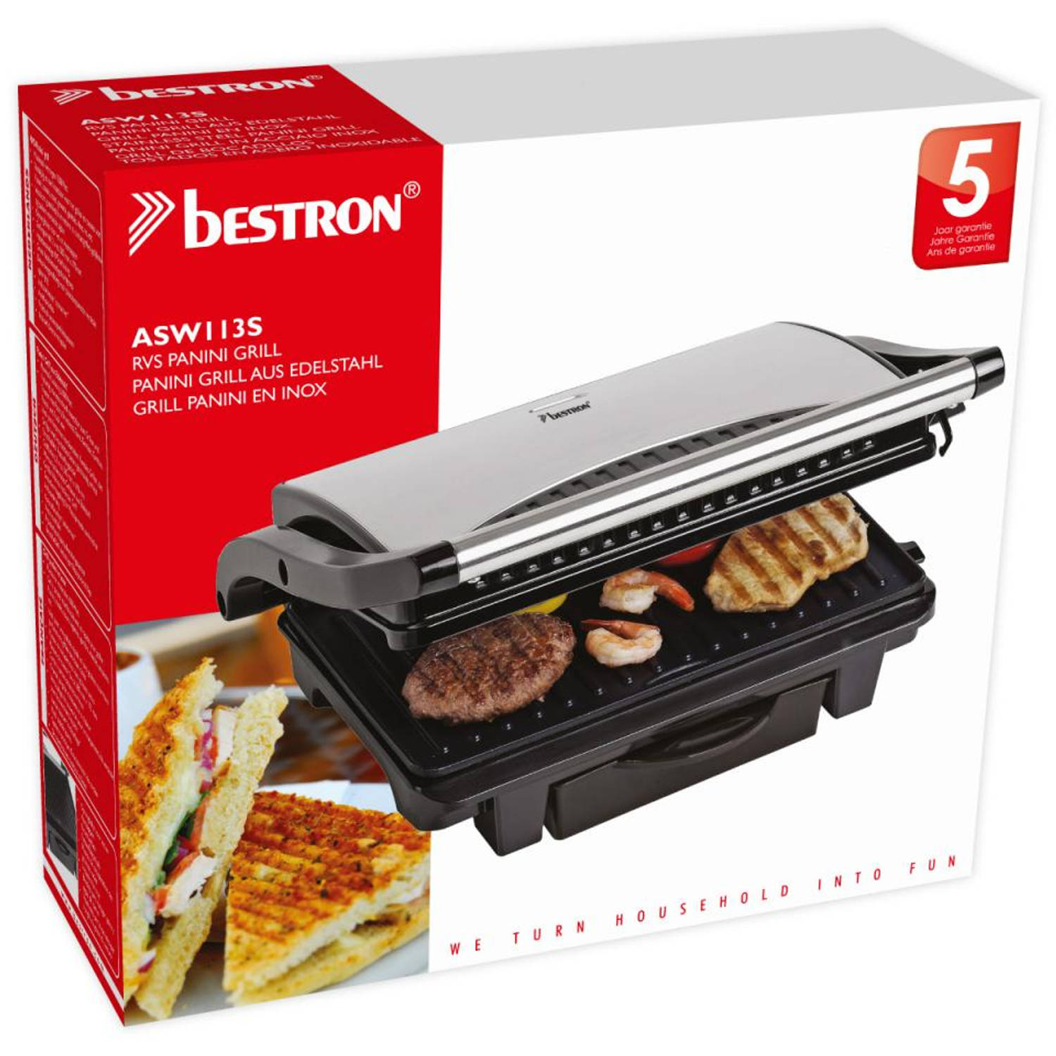 Panini grill ASW113S RVS | Blokker