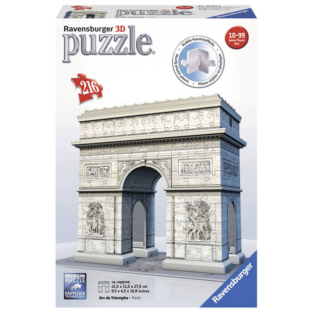 Ravensburger 3D puzzel Arc de Triomphe in Parijs - 216 stukjes