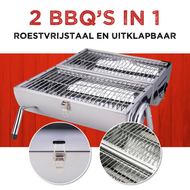 BBQ Collection Draagbare Houtskoolbarbecue - Uitklapbaar - 42 x 29,5 x 37 CM