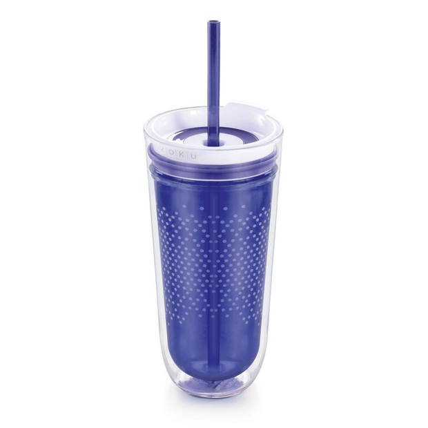 Zoku Hydration Travel drinkfles + rietje - blauw
