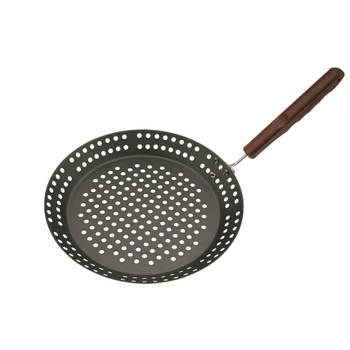 BBQ Collection skilletpan - Ø 32cm - carbonstaal - losse houten steel - natuurlijke anti-aanbaklaag