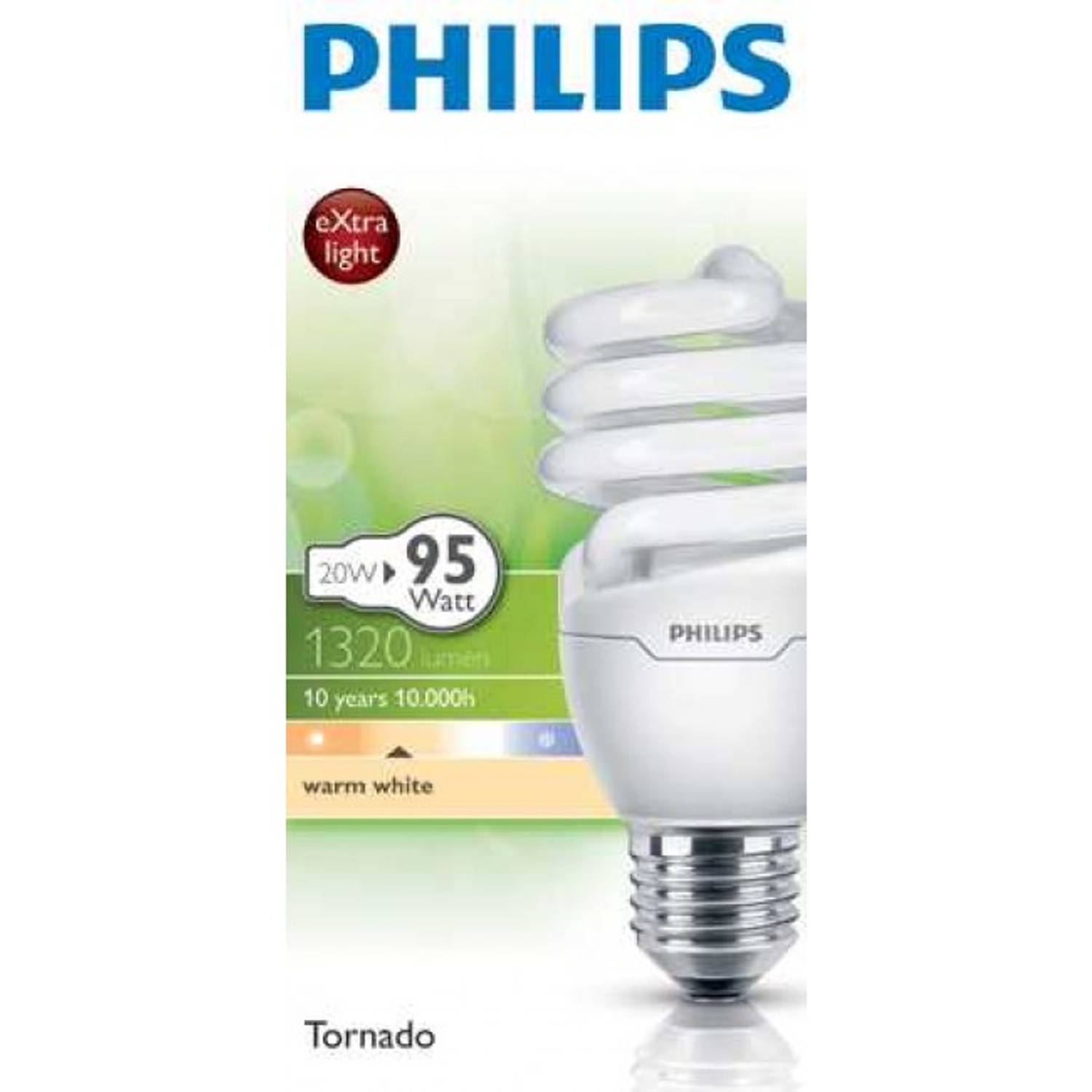 Philips Tornado spaarlamp W E27 warm wit | Blokker