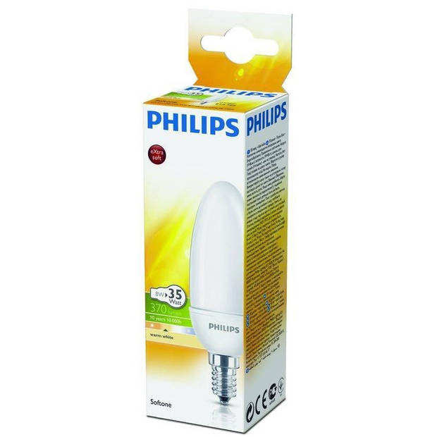 Philips Softone spaarlamp 8 W E14 warm wit