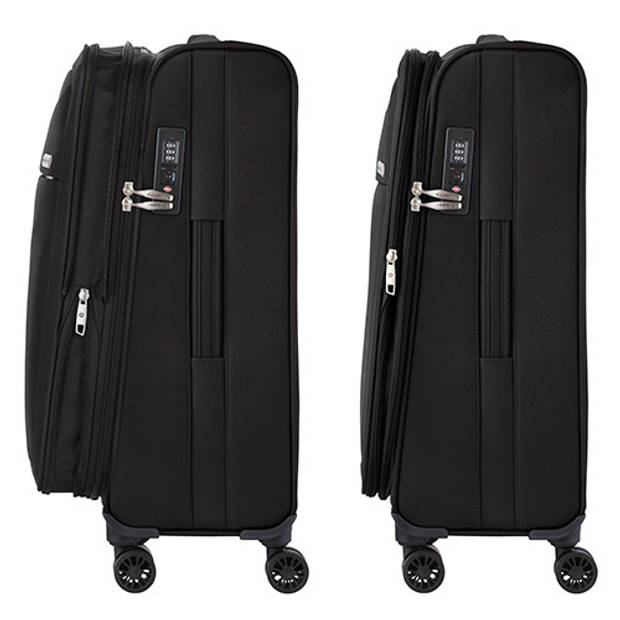 CarryOn Air TSA Reiskoffer 66cm Dubbele wielen OKOBAN Registratie Expander Anti-diefstal rits Zwart