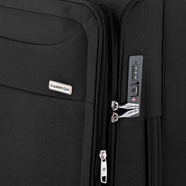 CarryOn Air Handbagagekoffer Zachte 55cm Handbagage met TSA anti-diefstal rits Zwart