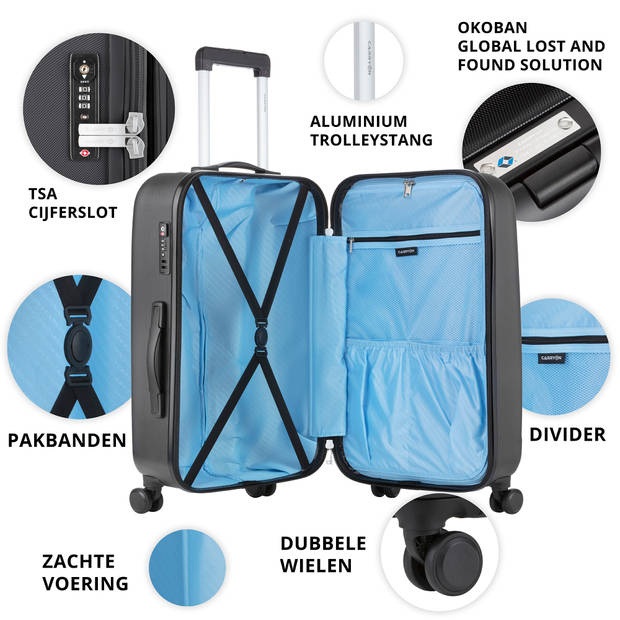 CarryOn Skyhopper Handbagage en Beautycase - 55cm TSA Trolley - Make-up koffer - Zwart