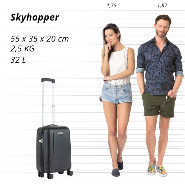 CarryOn Skyhopper Handbagage Koffer 55cm TSA-slot met OKOBAN Zwart