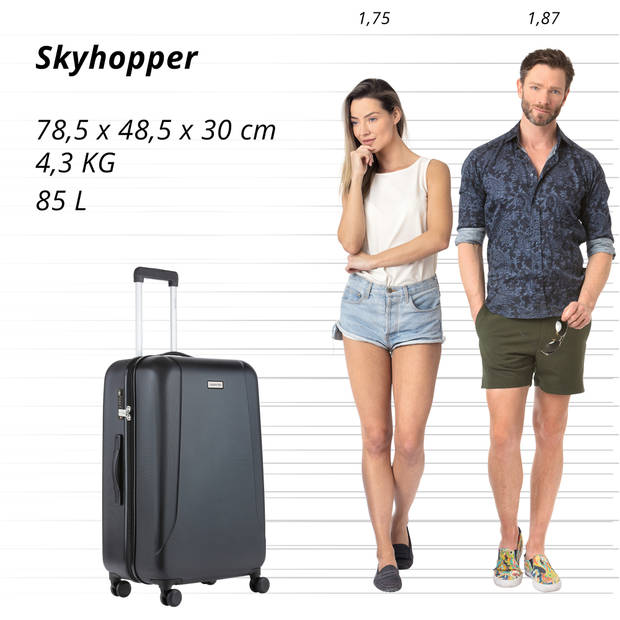 CarryOn Skyhopper Grote Reiskoffer 78cm TSA-slot - Koffer 85 Ltr met OKOBAN Zwart