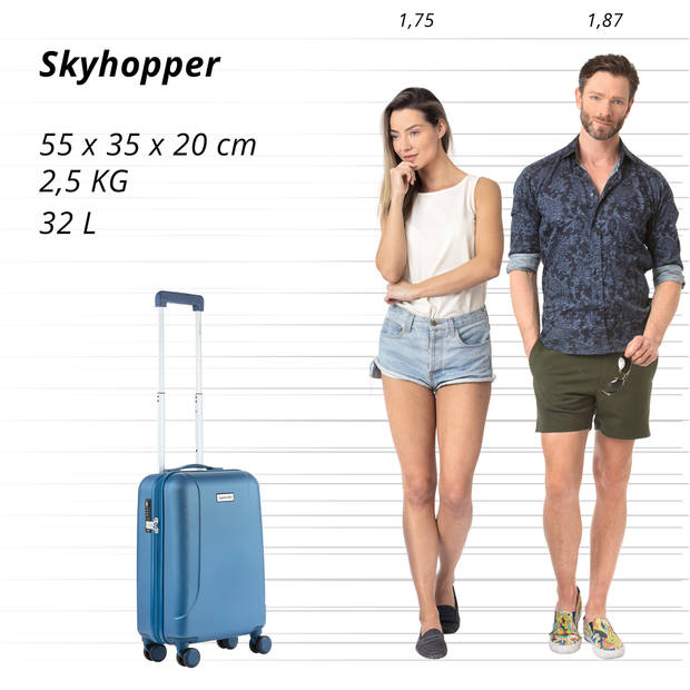 CarryOn Skyhopper Handbagage Koffer 55cm TSA-slot met OKOBAN Blauw