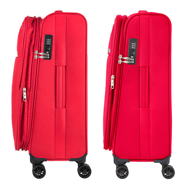 CarryOn Air TSA Reiskoffer 77cm Dubbele wielen OKOBAN Registratie Expander Anti-diefstal rits Rood