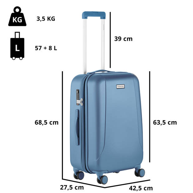 CarryOn Skyhopper Middenmaat Reiskoffer 68 cm met Expander en TSA-slot - 65 Ltr Blauw