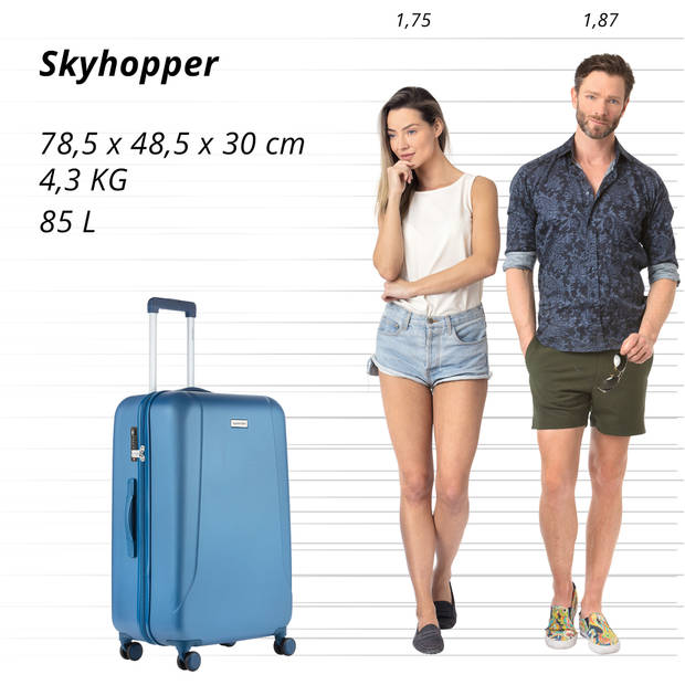 CarryOn Skyhopper Grote Reiskoffer 78cm TSA-slot - Koffer 85 Ltr met OKOBAN Blauw