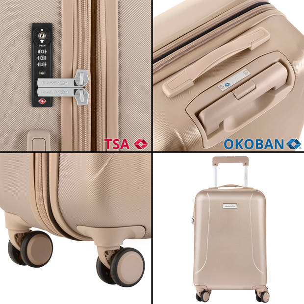 CarryOn Skyhopper Handbagage Koffer 55cm TSA-slot met OKOBAN Champagne