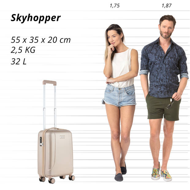 CarryOn Skyhopper Handbagage Koffer 55cm TSA-slot met OKOBAN Champagne