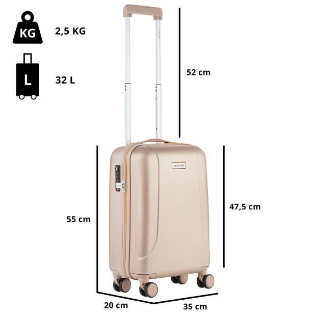 CarryOn Skyhopper Handbagage Koffer 55cm TSA-slot met OKOBAN Champagne