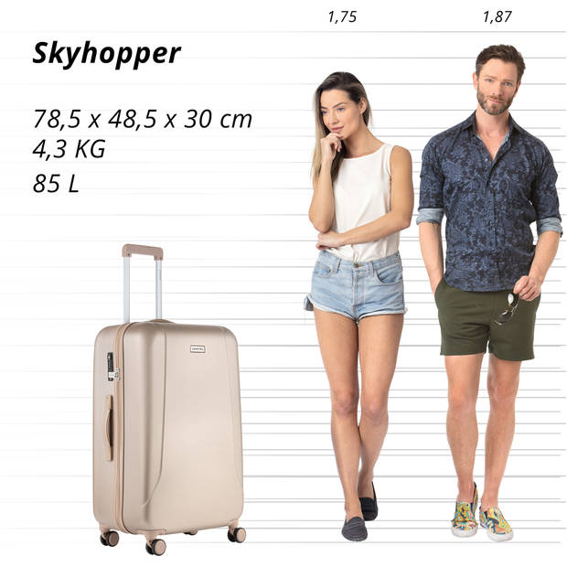 CarryOn Skyhopper Grote Reiskoffer 78cm TSA-slot - Koffer 85 Ltr met OKOBAN Champagne